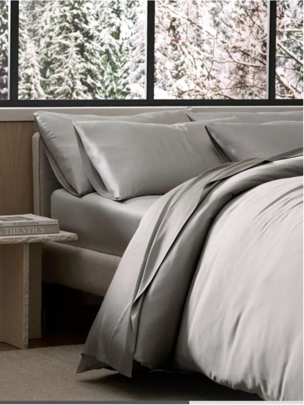 NWT Cozy Earth Bamboo Pillowcases King Light Grey Luxury Bedding Set of 2 Silky